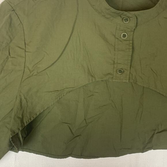 Vetta women's XL army green crop button up faux casual avant casual over lay - Picture 4 of 7